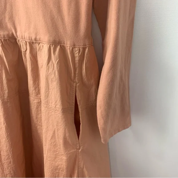 Everlane Peach Long Sleeve Cotton and Elastane Midi Dress with Pockets • Size L - Picture 6 of 7